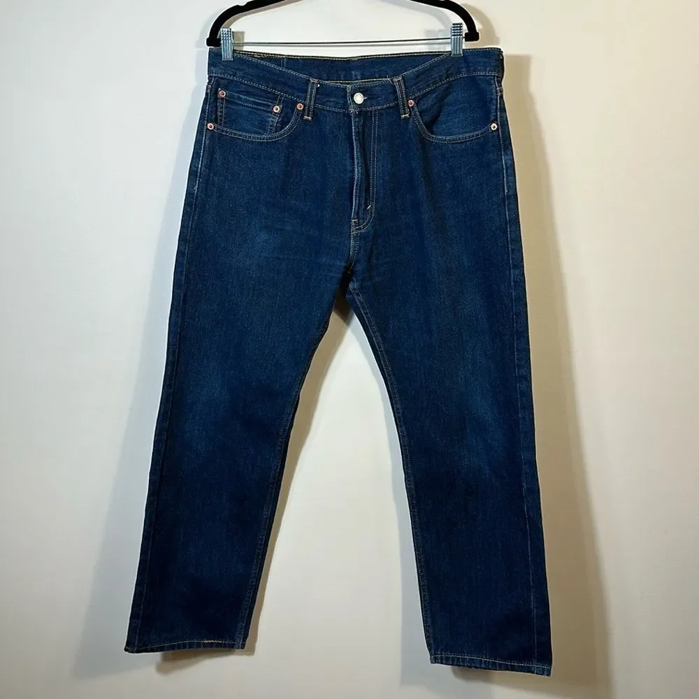 Levi’s 505 Men Blue Denim 100% Cotton Blue Regular Fit Jeans W36 L30